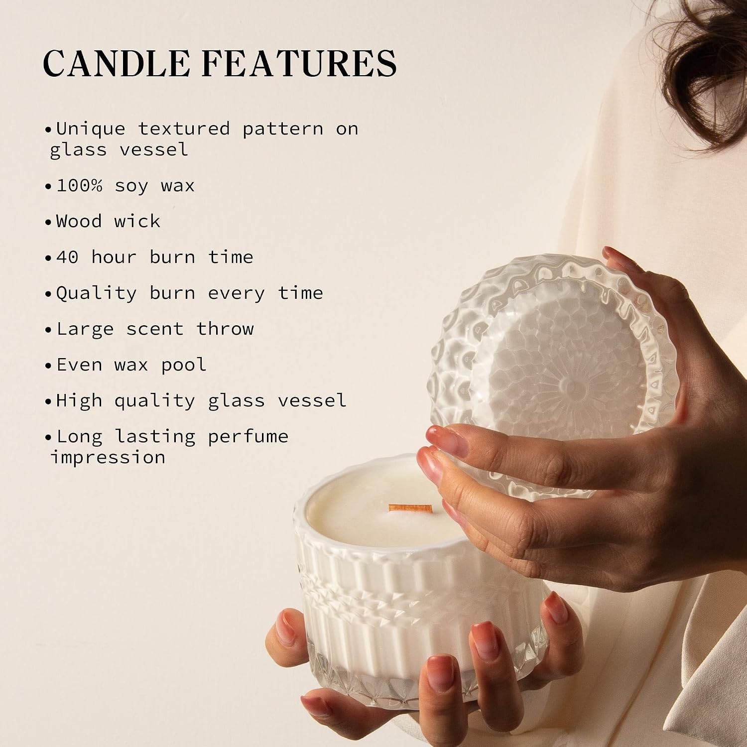 Hidden Label Rose Sandalwood Candle, 7.4oz Wood Wick, Pink Jar | 55H Burn | Crackling Wood Wick | Non-Toxic Soy Wax | Romantic Pink Decor & Gift