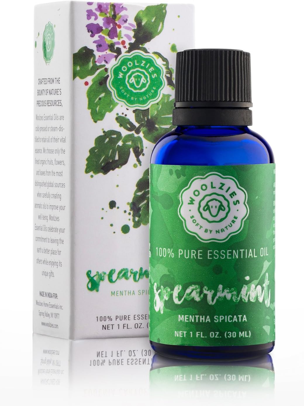 Woolzies 100% Pure & Natural Spearmint Essential Oil 1 Oz - Promotes Digestion - Promotes Uplifting Mood & Focus - Cleanses Mouth & Freshens Breath - for Diffusion, Topical & Aromatherapy Use