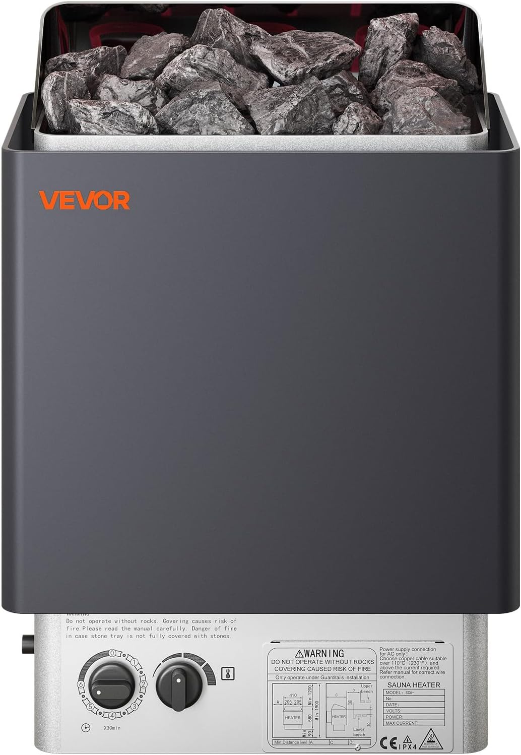 VEVOR 9KW Sauna Heater, Steam Bath Sauna Heater with Built-in Controls, Electric Sauna Stove, 3h Timer and Adjustable Temp for Max. 317-459 Cubic Feet, Home Hotel Spa Shower Use 220V FCC Certification