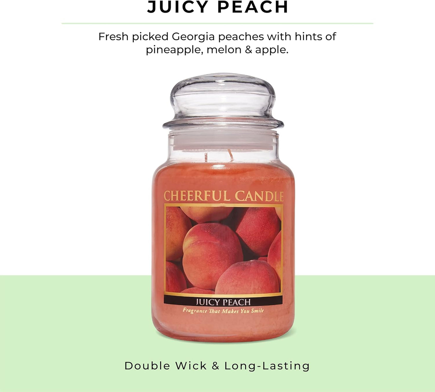 A Cheerful Giver - Juicy Peach Scented Glass Jar Candle (24 oz) with Lid & True to Life Fragrance Made in USA