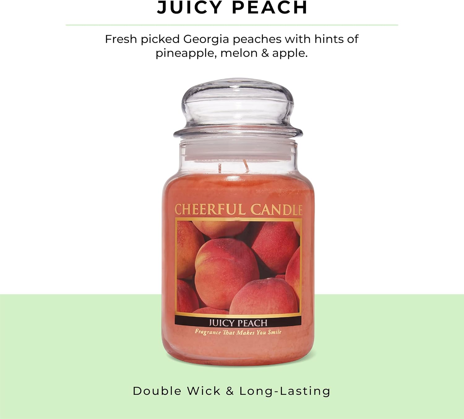 A Cheerful Giver - Juicy Peach Scented Glass Jar Candle (24 oz) with Lid & True to Life Fragrance Made in USA