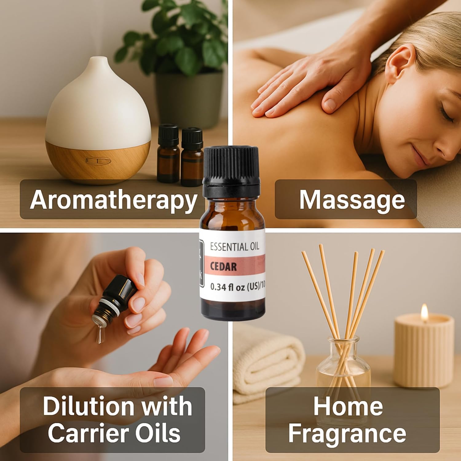 Cedar Essential Oil – Warm Woody Aroma Oil for Diffusers, Aromatherapy & Home Fragrance – Classic Cedar Scent – 0.34 fl oz (10 ml)