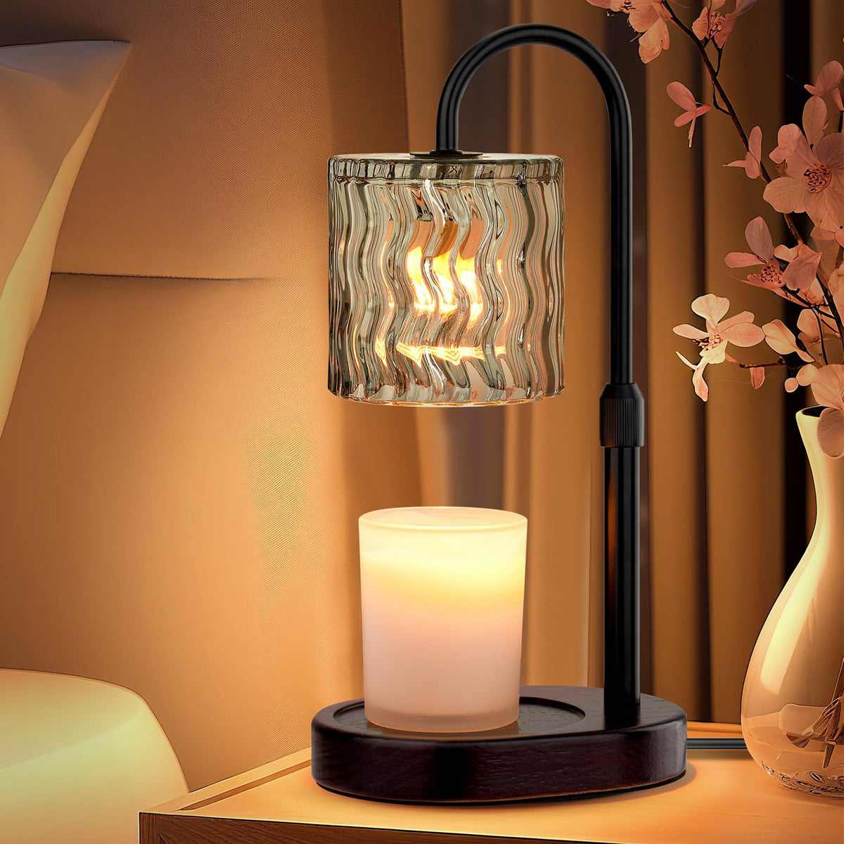 Candle Warmer Lamp Electric Timer: Dimmable Candles Warming Lamps - Height Adjustable Burner Jar - No Flame Scented Melts Wax