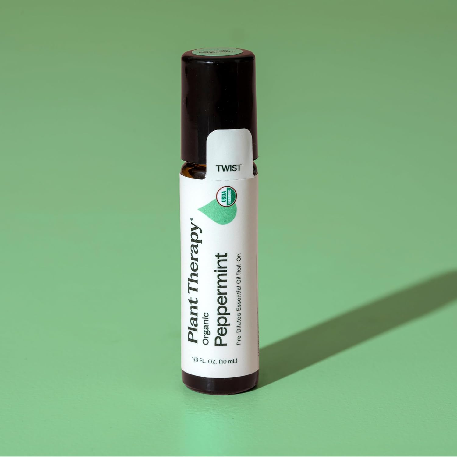 Plant Therapy Organic Peppermint Essential Oil 10 mL (1/3 oz),100% Pure, Pre-Diluted Roll-On, USDA Certified Organic Aromatherapy, for Neck Tension and Muscle Discomfort