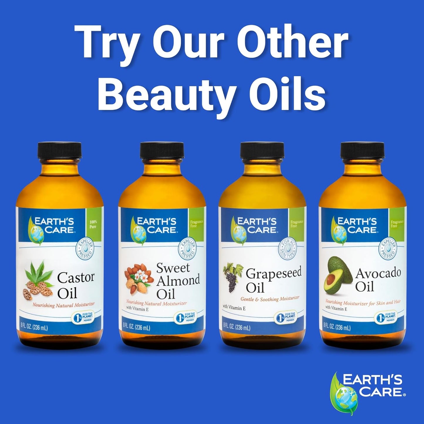 Earth’s Care Jojoba Oil - 100% Pure Jojoba Oil for Hair, Skin and Nails - Cold Pressed - Nourishing Natural Moisturizer - 8 FL OZ