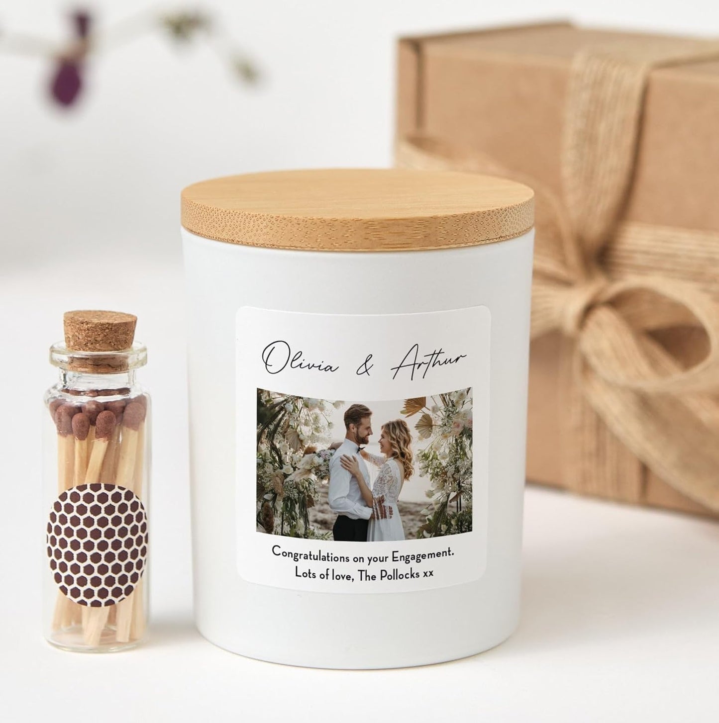 Custom Photo Candle with Gift Box | Personalized Picture Candle | Engagement, Wedding Gift-White/Vanilla