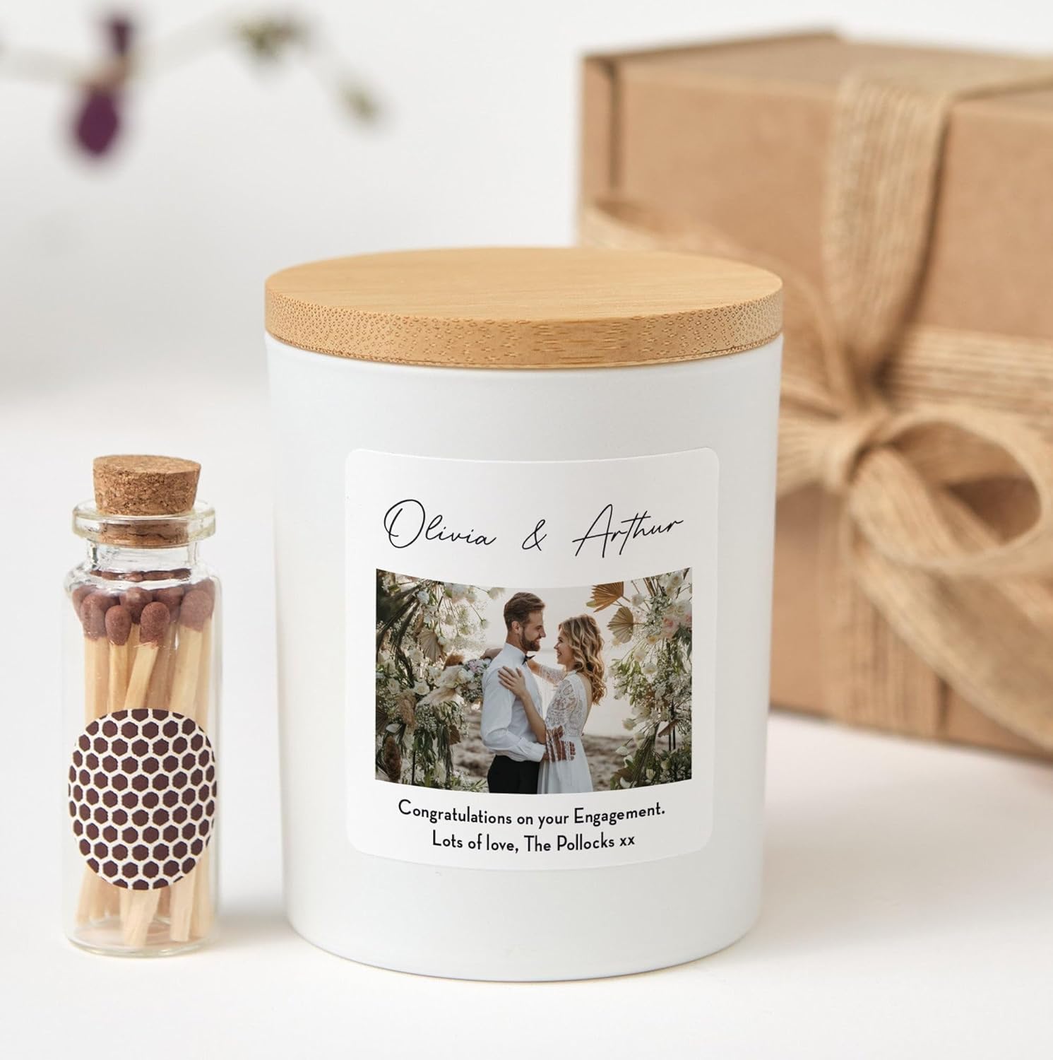Custom Photo Candle with Gift Box | Personalized Picture Candle | Engagement, Wedding Gift-White/Vanilla