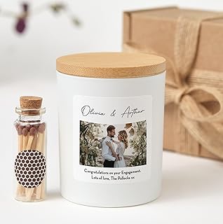 Custom Photo Candle with Gift Box | Personalized Picture Candle | Engagement, Wedding Gift-White/Vanilla