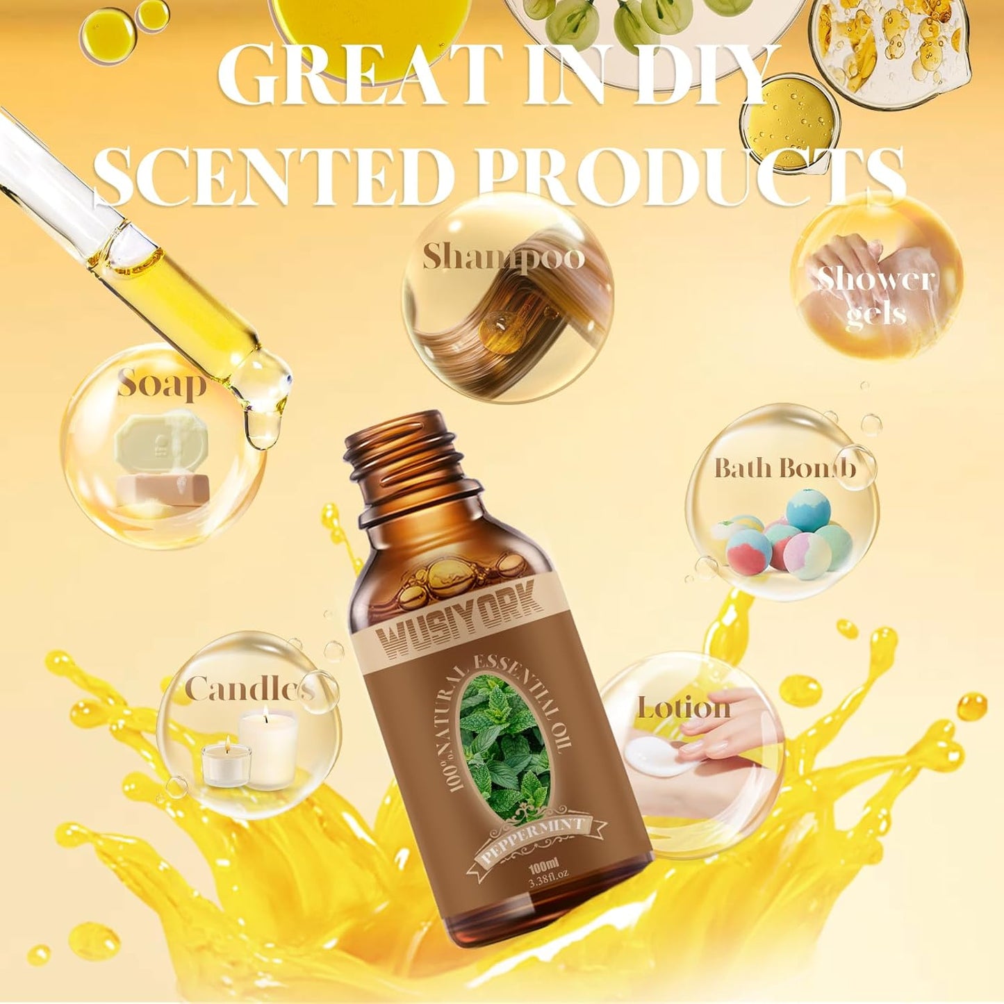 Peppermint Essential Oil 100ML - 100% Pure and Natural Therapeutic Grade Oils for Aromatherapy Diffuser - 3.4 Fl Oz/Peppermint