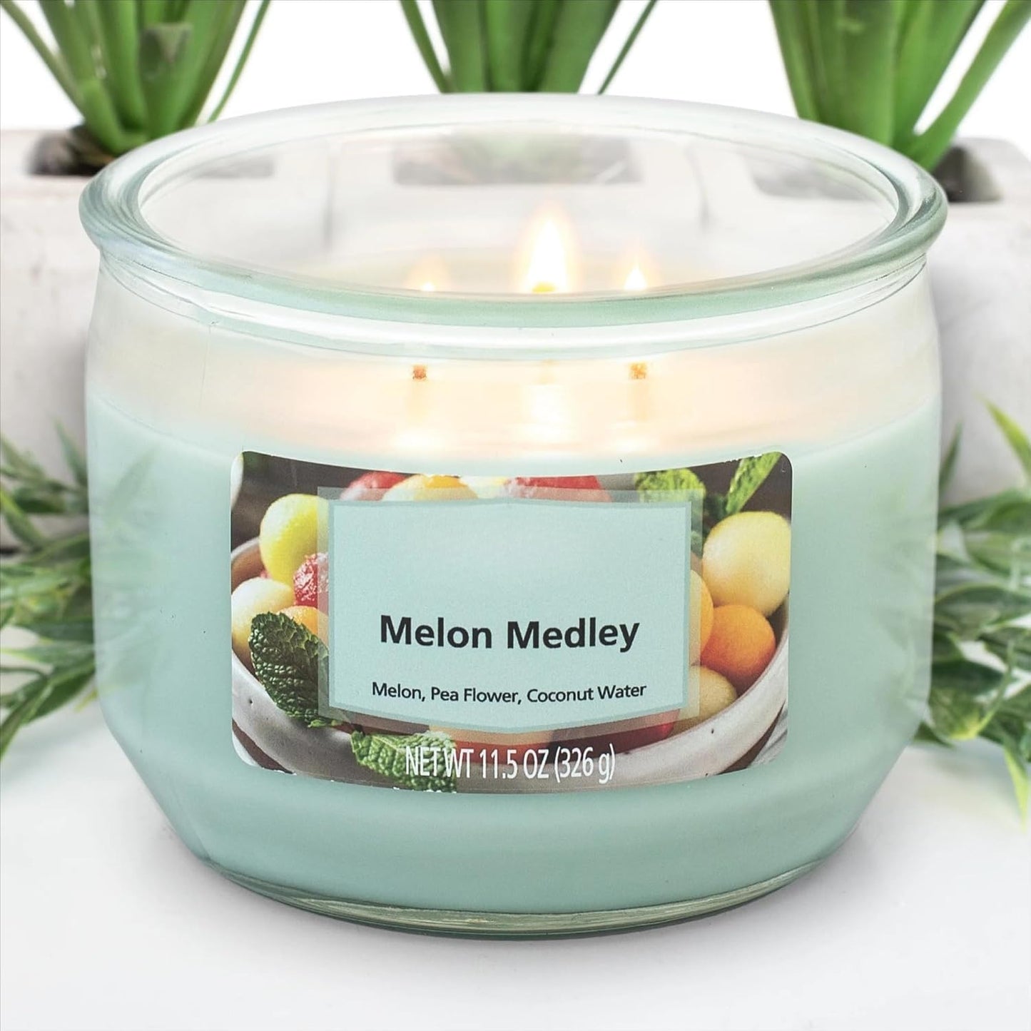 Melon Medley Scented 3 Wick Candle, 11.5 oz.