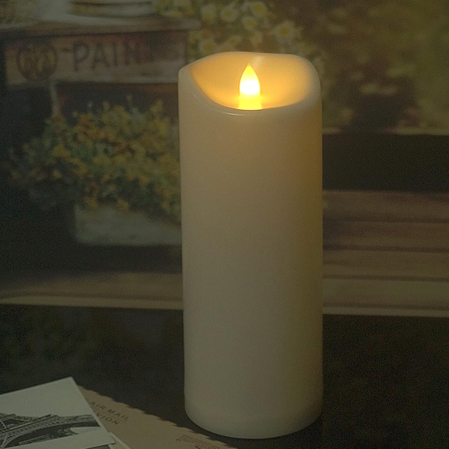 10"x4" Battery Operated Flameless LED Pillar Candle, Outdoor Waterproof Flickering Light with Remote & Timer for Halloween Party Wedding Party Home Decoration, 1 Pack
