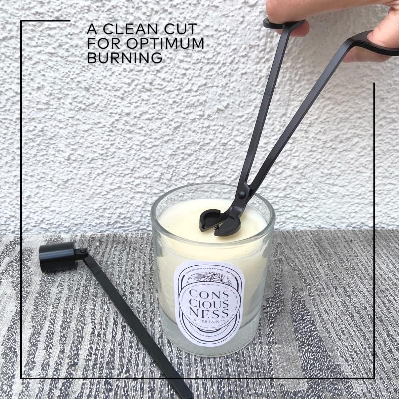 Candle Wick Trimmer and Candle Snuffer Accessory Set I Great Gift for Him or for Her (Black)