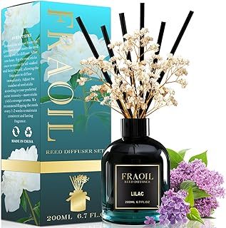 Lilac Reed Diffuser, Reed Diffuser Set 6.7 fl oz (200 ml) with 6 Reed Sticks, Home Fragrance Reed Diffuser for Bathroom Shelf House Bedroom Office Decor