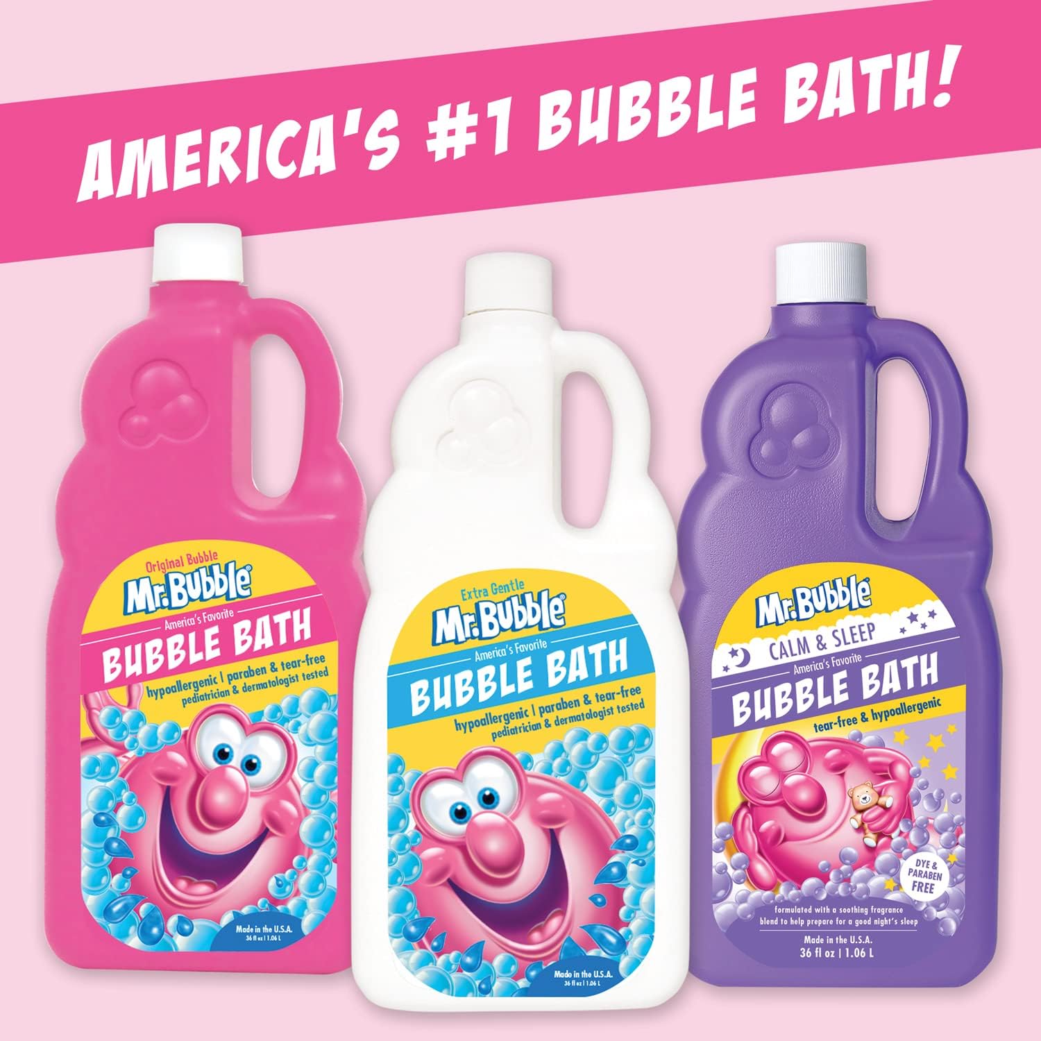 Mr. Bubble Extra Gentle Bubble Bath - Hypoallergenic, Tear Free Bubble Bath Solution Perfect for Sensitive Skin (Pack of 2 Bottles, 16 fl oz Each)