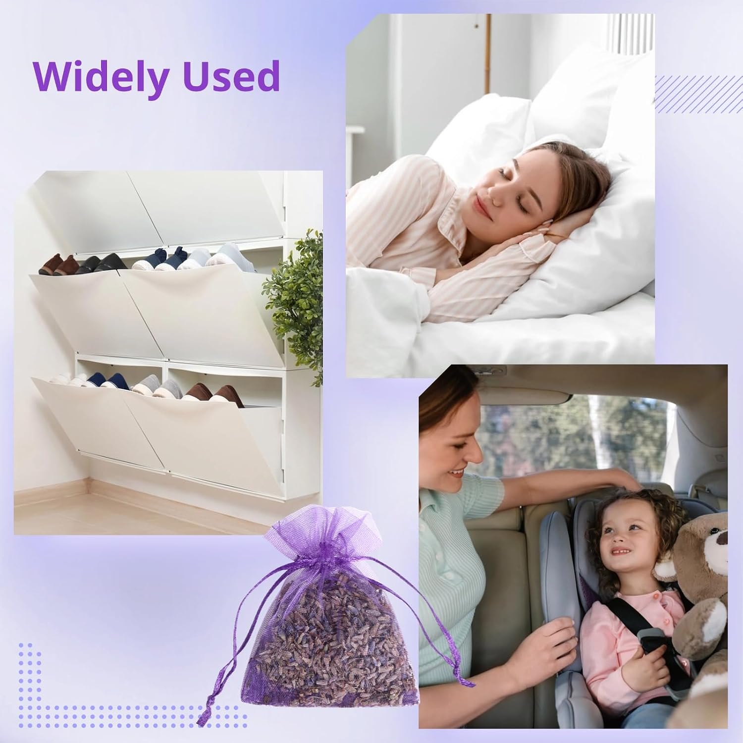 120 Pack Dried Lavender Bags, Lavender Sachet Bags for Drawers and Closets, Natural Dried Lavender Buds Bags, Lasting Fragrance Lavender Scented Sachets for Wardrobes Closet Drawer Car