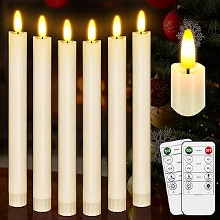 Flameless Taper Candles with Remote, 500H Battery Operated Tapers Candle, Led Flickering Flameless Candlesticks Classic Tall Taper Candles for Christmas Home, Wedding, Party, 9.8 inches (Ivory)