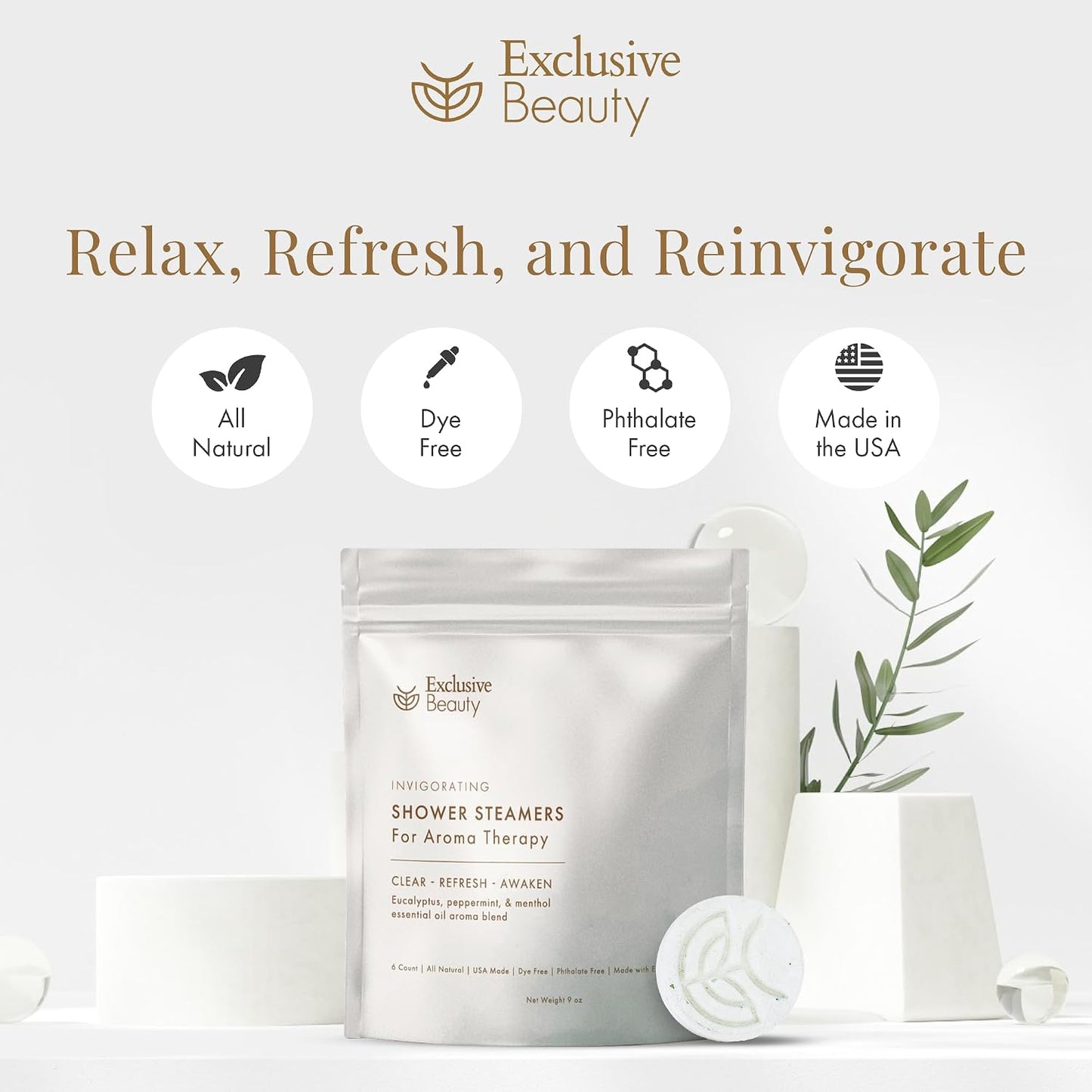 Shower Steamers Aromatherapy, 6-Count - for Sinus Relief, Relaxation, Valentines Day Gift, Birthday Gift for Women, Clean Ingredients, All Natural - Eucalyptus, Mint & Menthol Essential Oils