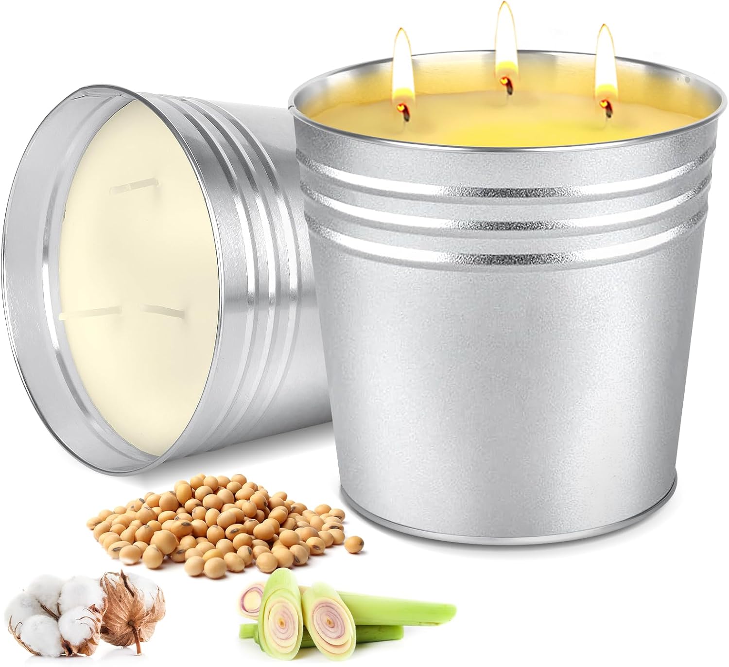 2 Pack Citronella Candles Large, 3 Wicks 34oz Citronella Candle Outdoor for Home Patio, 200h Long Lasting Summer Candle Bulk for Homen Scented Garden Balcony Camping BBQ