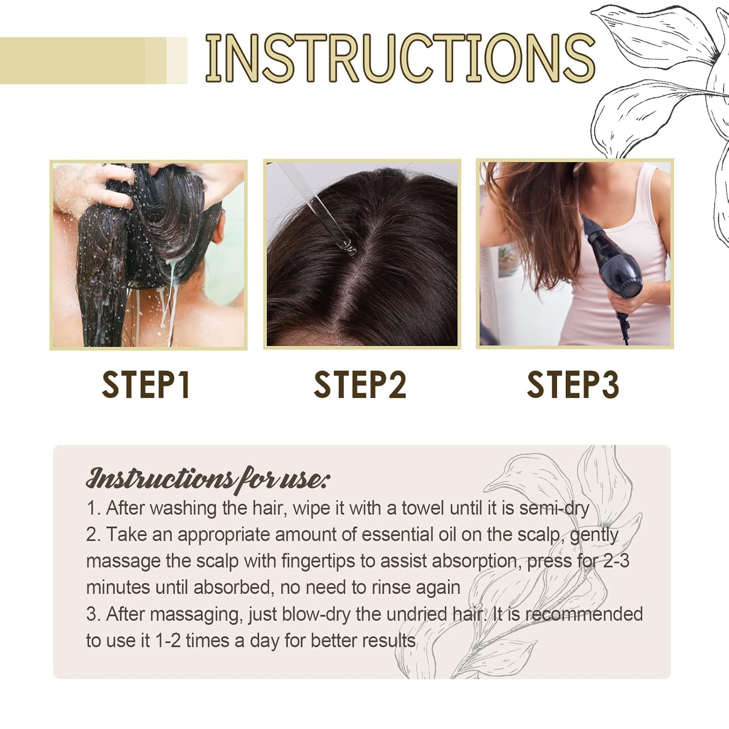 180 ML Natural Hair Growth Oil, Carvenchi Organic Rosemary Oil for Dry Damaged and Growth Thin Hair.