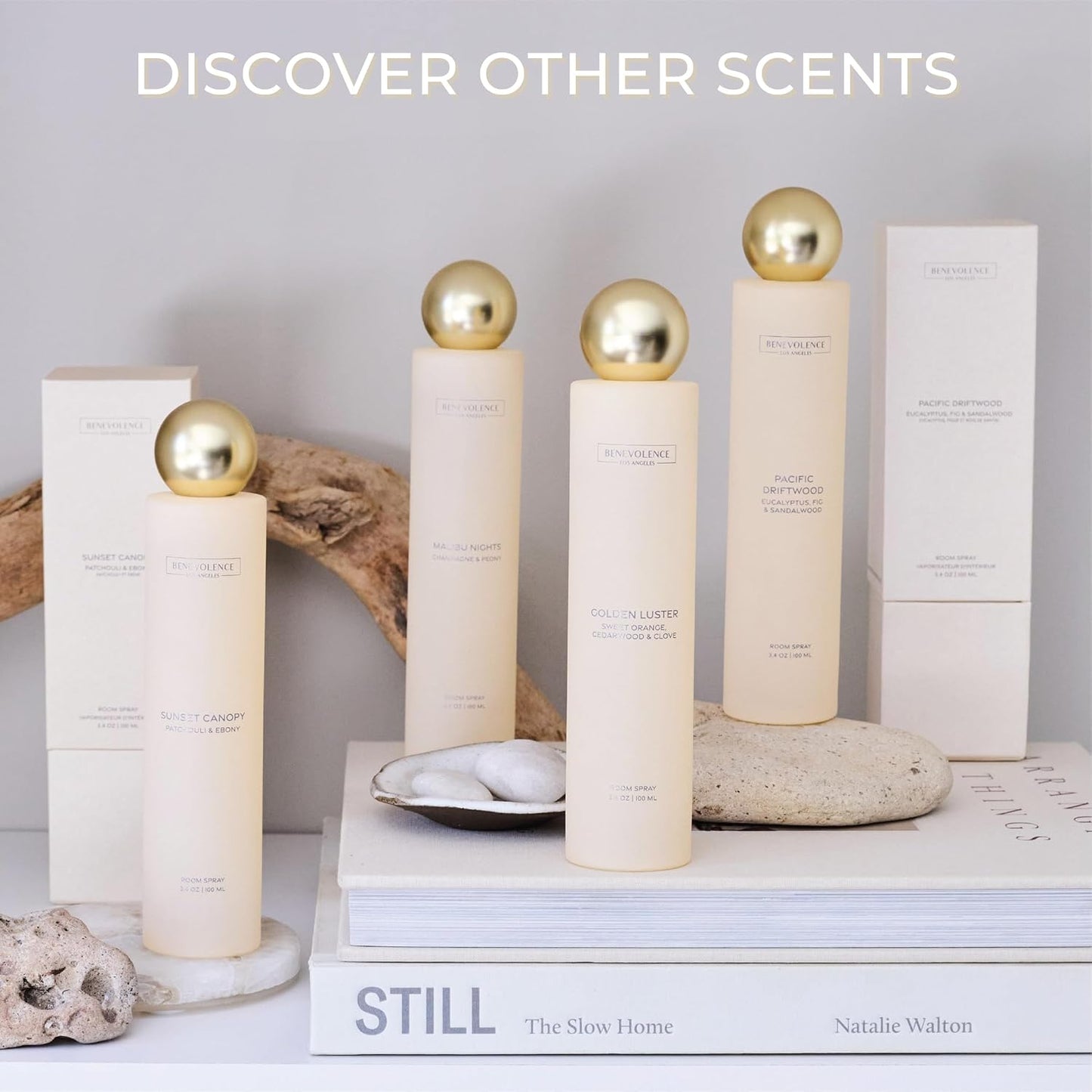 Champagne & Peony Room Spray | Benevolence LA Malibu Nights | 3.4oz | Home, Pillow & Linen Fragrance Spray | Low VOC, No Alcohol | Malibu Sands Collection