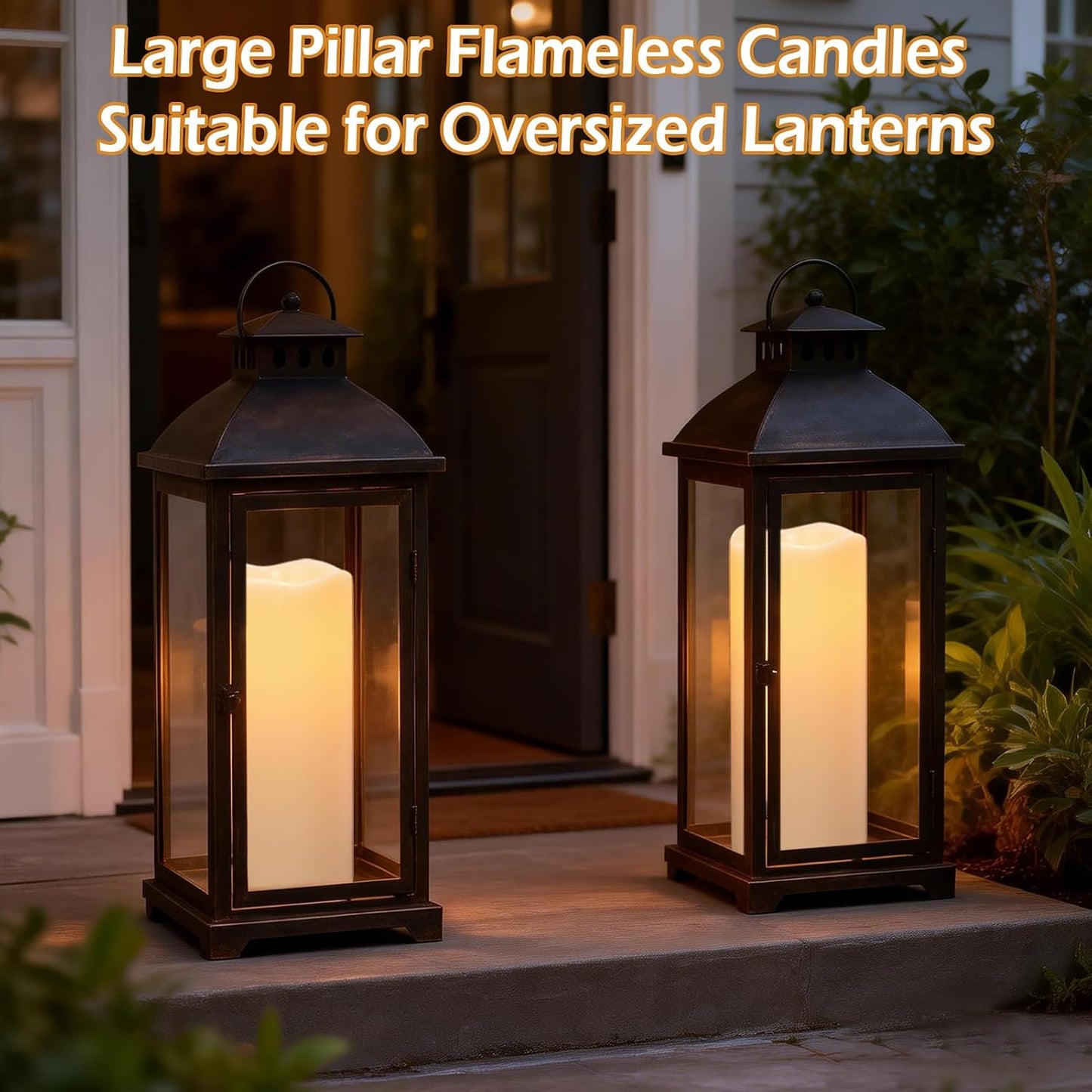 GenSwin Outdoor Candles with Timer Waterproof, Large Pillar Battery Operated Candles with Remote Timer, 12" x 5" LED Flameless Candle for Indoor Outdoor Lanterns Patio, IP65 Waterproof (Set of 2)