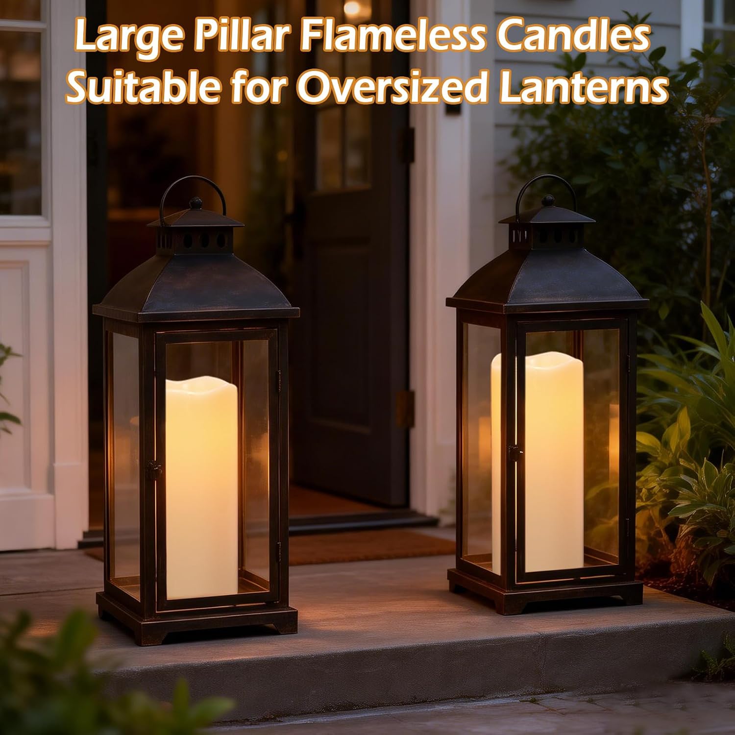 GenSwin Outdoor Candles with Timer Waterproof, Large Pillar Battery Operated Candles with Remote Timer, 12" x 5" LED Flameless Candle for Indoor Outdoor Lanterns Patio, IP65 Waterproof (Set of 2)