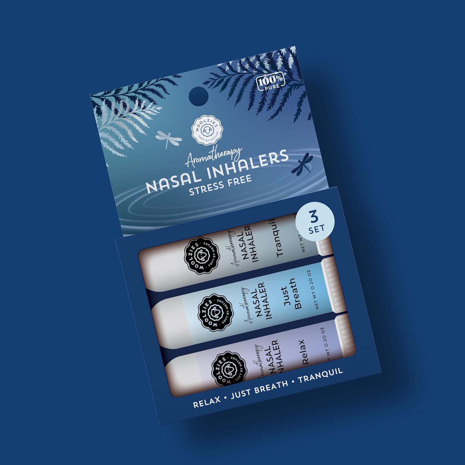 Aromatherapy Nasal Inhaler Sticks Collection - All-Natural Wellness Kit | Made with Undiluted Essential Oil Blends for Overall Well-Being (3 Pack, Stress Free)