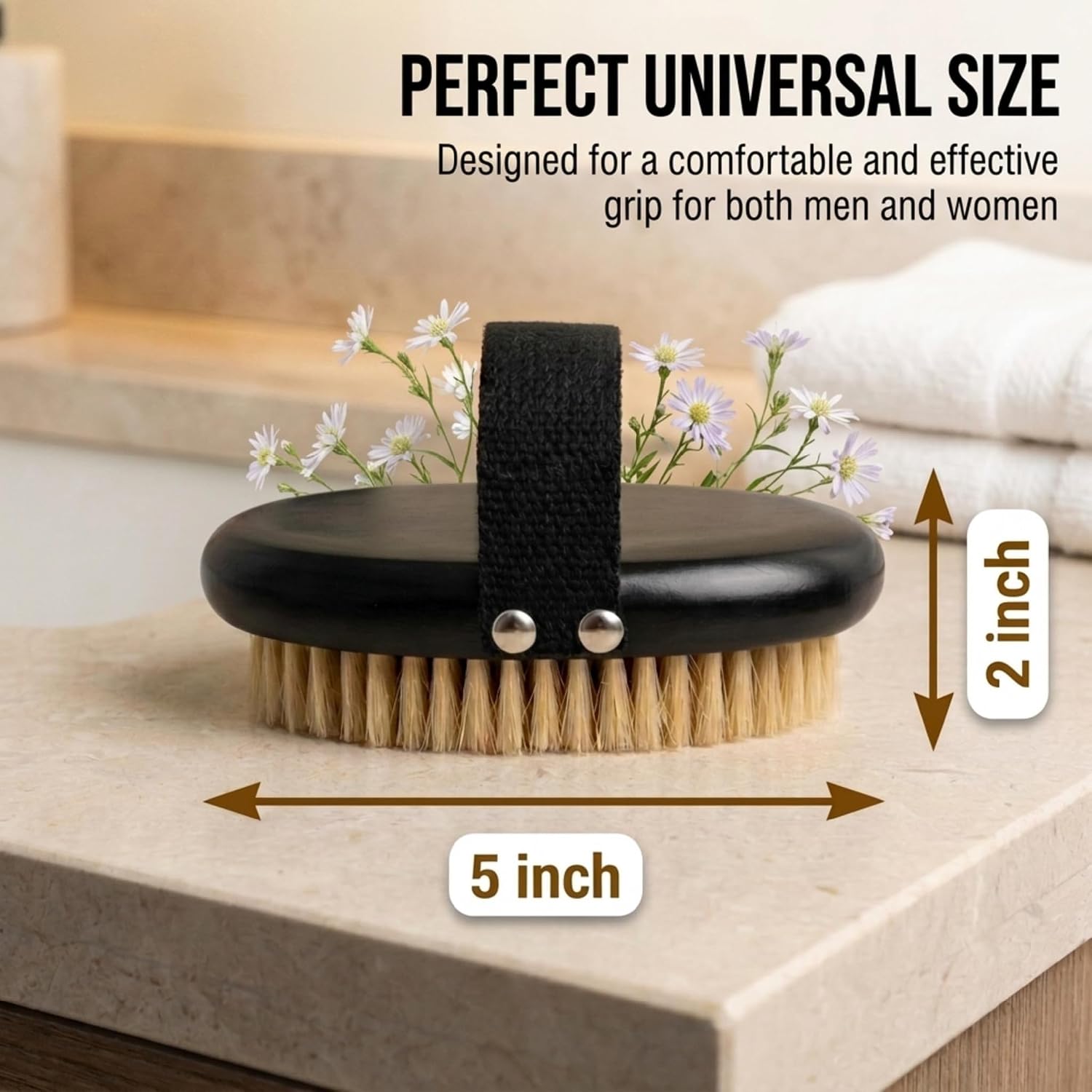 SERRENTO Dry Body Brush for Lymphatic Drainage Dry Brush Black 2 in x 5 in
