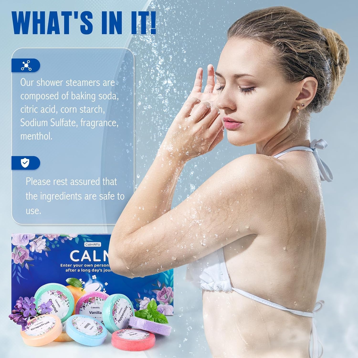 CalmNFiz Shower Steamers Aromatherapy 16 Pack – Gifts for Women, Shower Bombs with Essential Oils, Self Care Relaxation, Easter Basket Stuffers, Birthday Gifts for Mom Wife