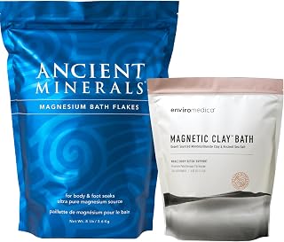 Ancient Minerals Magnesium Bath Flakes - Enviromedica Magnetic Clay - Pure Genuine Zechstein Chloride - Natural Detox with Sodium and Calcium Bentonite Clay Powder