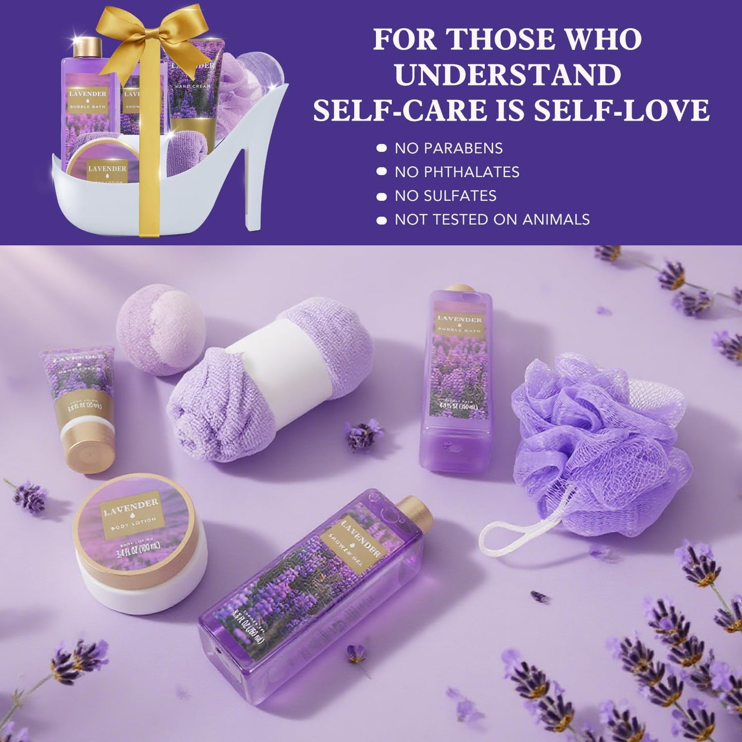 Spa Luxetique Gifts for Women 8pcs Relaxing Lavender Gift Set for Women High Heel Spa Gift for Womens Birthday Gifts for Womens Mom Grandma Teacher Nurse