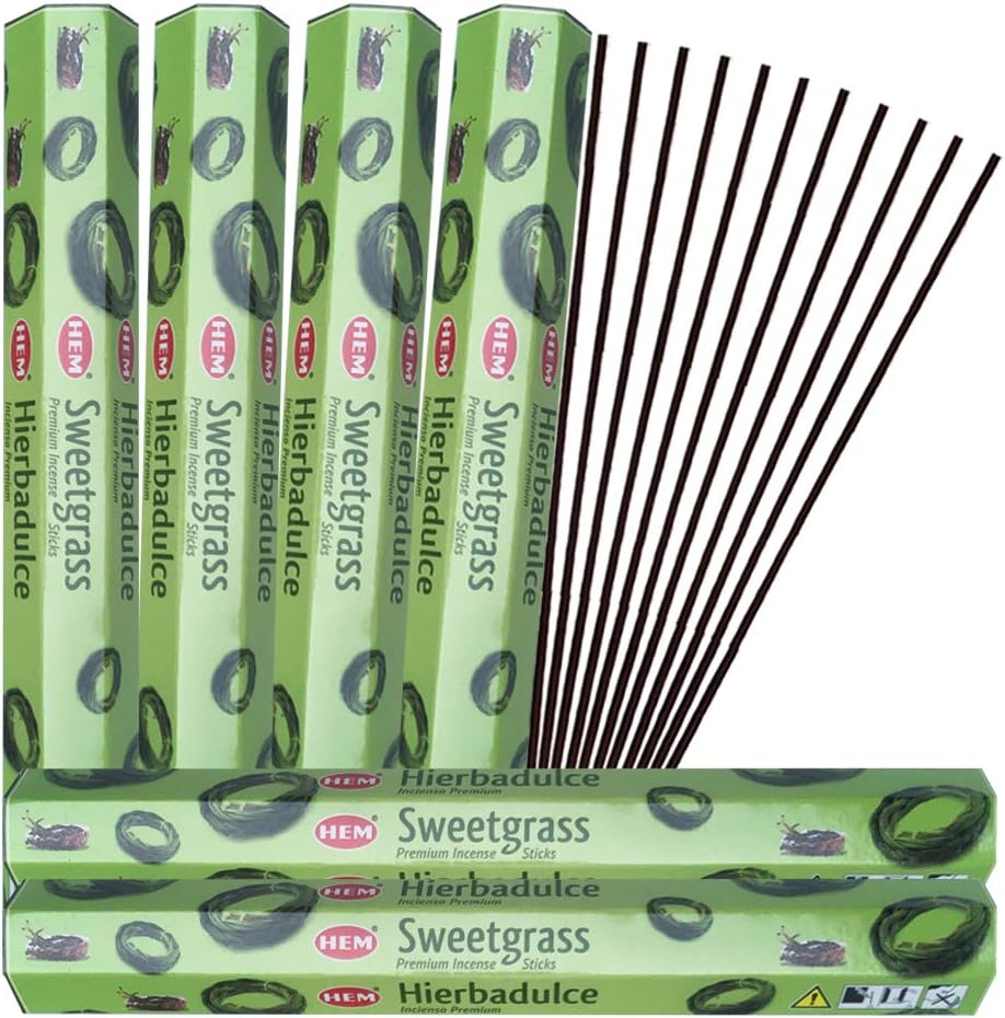 Sweetgrass Incense Sticks and Incense Stick Holder Bundle Sweet Grass Insence Insense Hem Incense Sticks