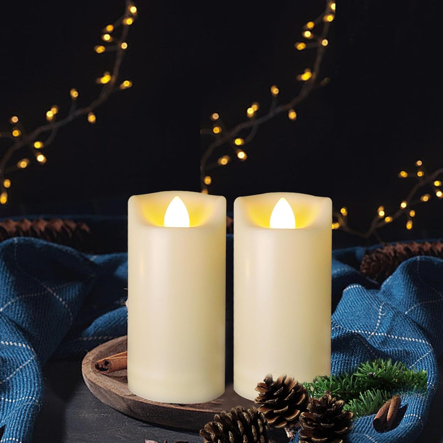 4 Pack LED Battery Operated Candles 2"x4" Plastic Flickering Flameless Candles with Timer Outdoor Waterproof Wedding Party Halloween Christmas Decoration Gifts Realistic Slim Tall Pillar Candles