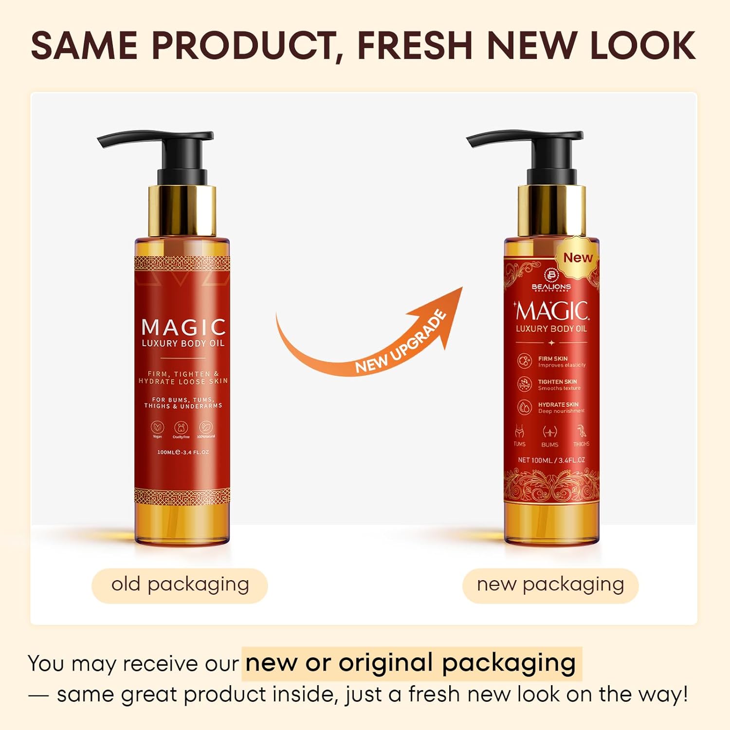 Bealions Magic Body Oil for Women: Firming Hydrating After Shower - Glowing Skin with 8 Natural Oils Almond Rosehip Jojoba - Non-Greasy Formula 3.4 Fl Oz (Cherry Red, Pack of 1)
