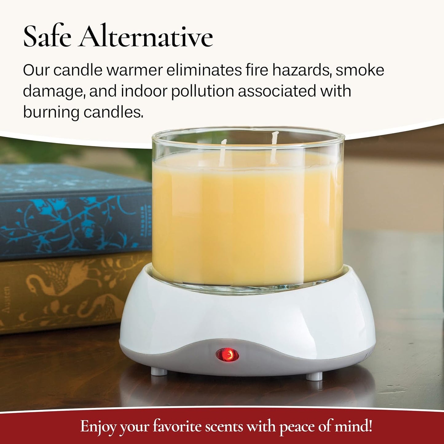 CANDLE WARMERS ETC. Auto Shutoff Candle Warmer Plate (White, Plug-in) – Modern Candle Wax Warmer with 8-Hour Timer