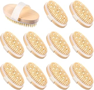 Molain 10 Pcs Dry Brushing Body Brush, Natural Bristle Exfoliating Brush Exfoliating Brushes with Massage Nodule Dry Skin Body Scrubber for Shower Blood Circulation, Deep Exfoliation for Smooth Skin