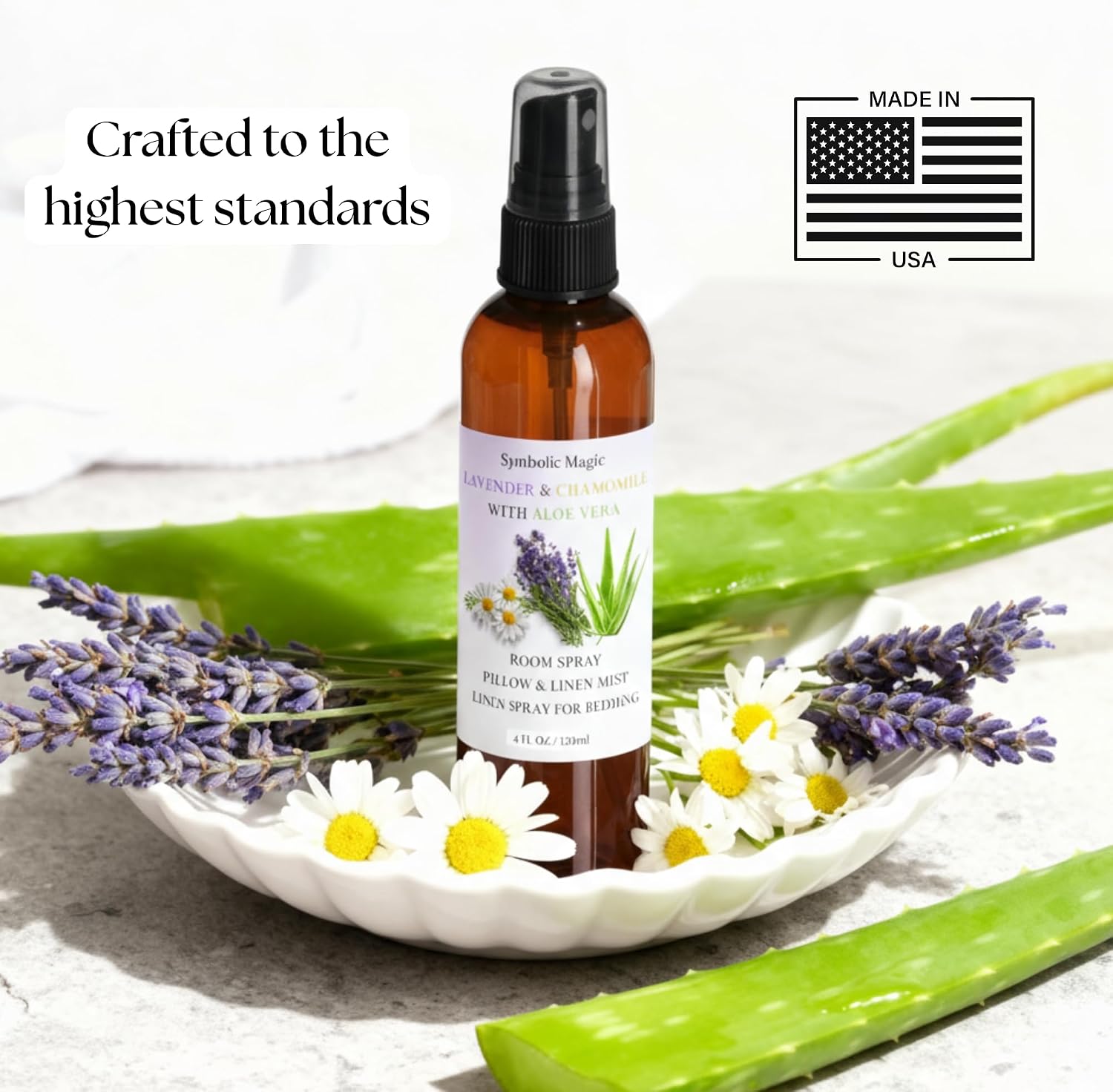 Symbolic Magic Lavender Essential Oil Room Spray - Linen Spray for Bedding, Sleep, Pillow, Bed, Aromatherapy Oils for Sleep and Pillows, Calming Mist with Chamomile and Aloe Vera