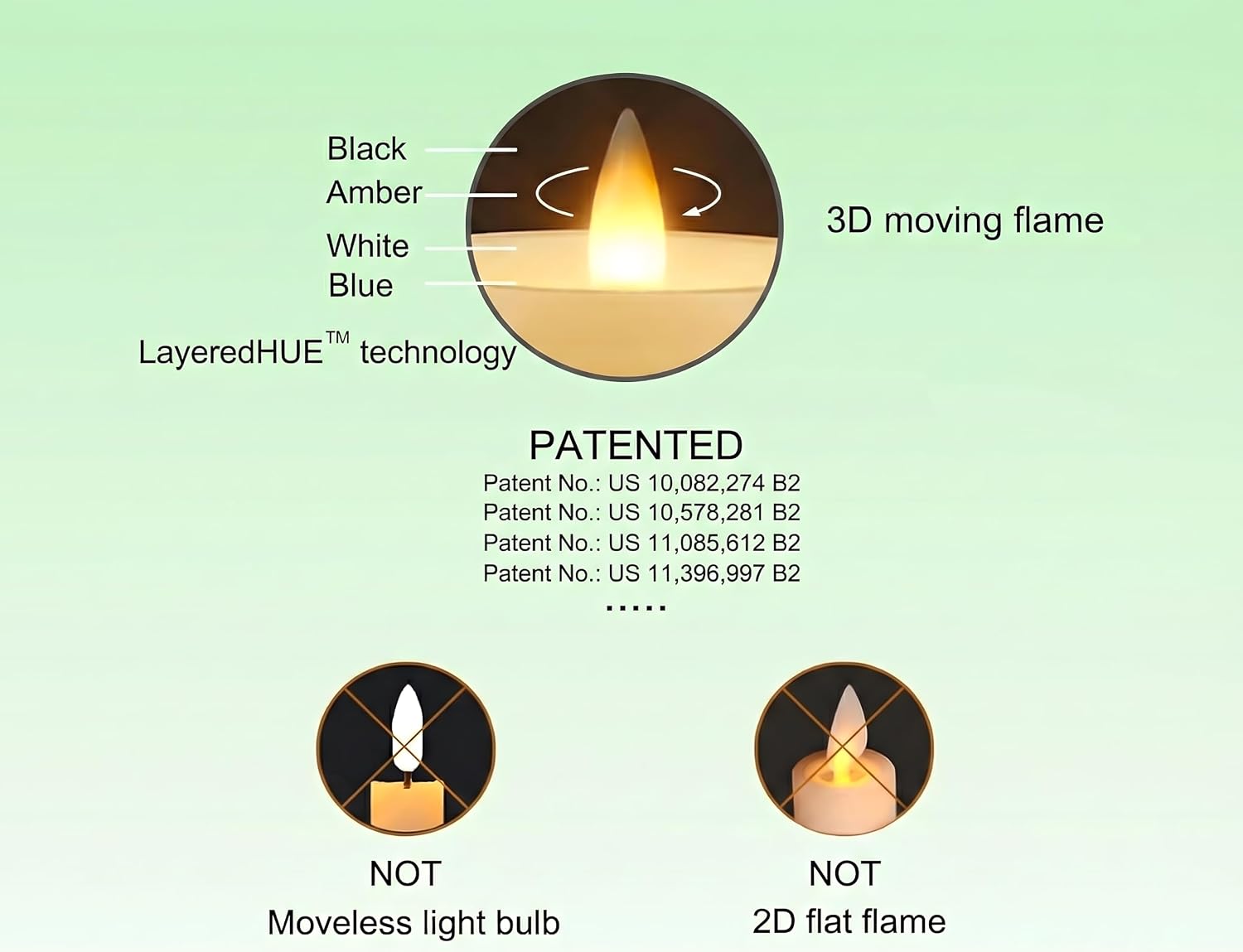 Flameless Taper Candles Flickering with Remote and Timer, 3D Moving Flame Taper Candle Battery Operated to 400 Hours, 9 Inch Window Candles, (Ivory)