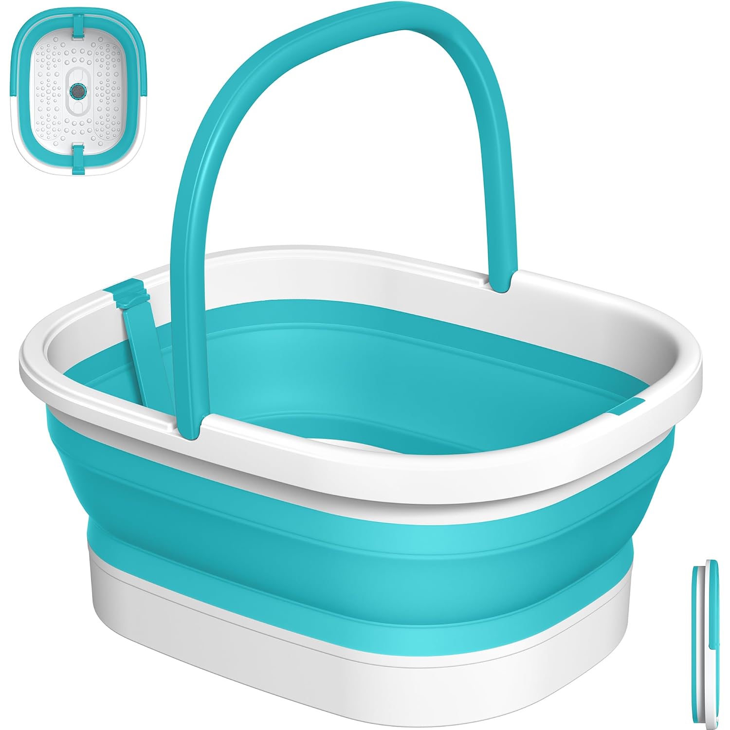 Nekteck Collapsible Foot Soaking Tub Bucket for Foot Bath Soak, Feet Basin Soaker with 138 Acupressure Nodes and Pumice Stone for Feet Health Foot Spa, Gifts for Men Women Dad Mom, Green
