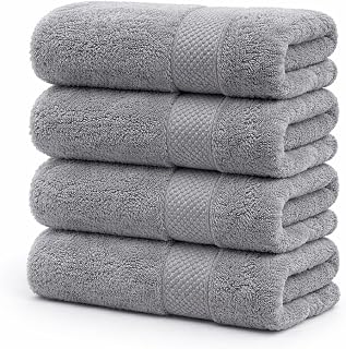 Grey Bath Towels 30x60 – Pack of 4 | Ulta Soft, Light Weight & Quick-Dry | Highly Absorbent 100% Combed Yarn Cotton Towels for Bathroom, Spa, Home & Hotel Use