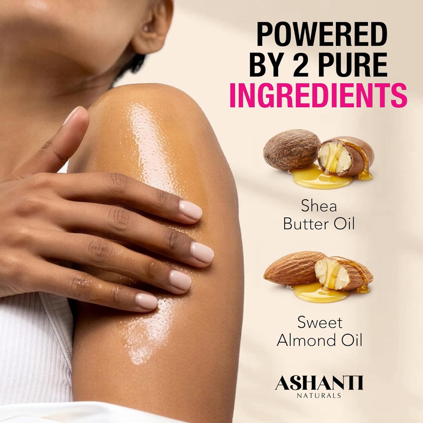 Ashanti Naturals Pure Shea and Sweet Almond Oil for Hair and Skin | Moisturizing Body Oil for Dry Skin, Scalp and Hair [Fragrance: Pink Kisses, 4 oz]