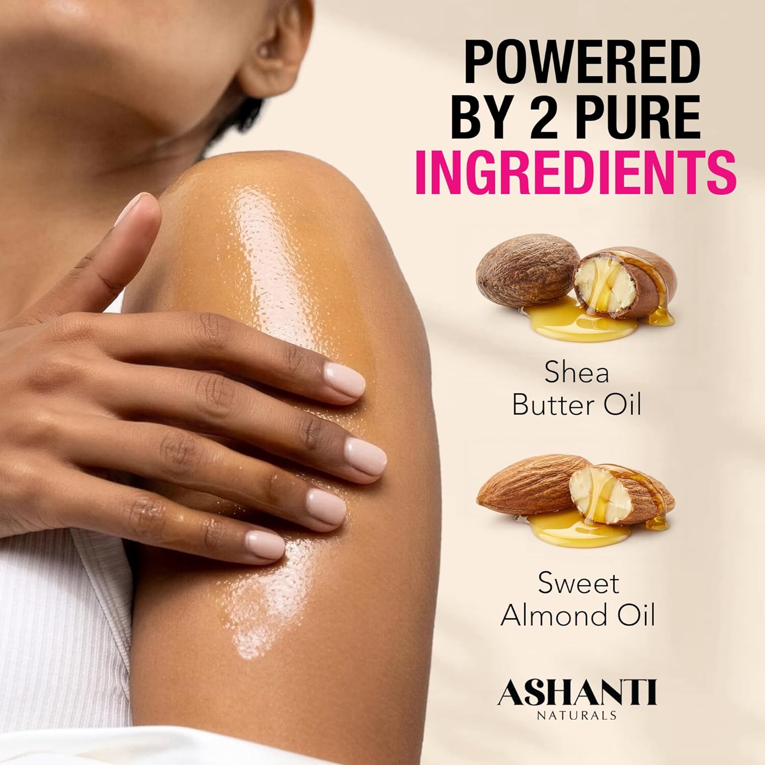 Ashanti Naturals Pure Shea and Sweet Almond Oil for Hair and Skin | Moisturizing Body Oil for Dry Skin, Scalp and Hair [Fragrance: Pink Kisses, 4 oz]