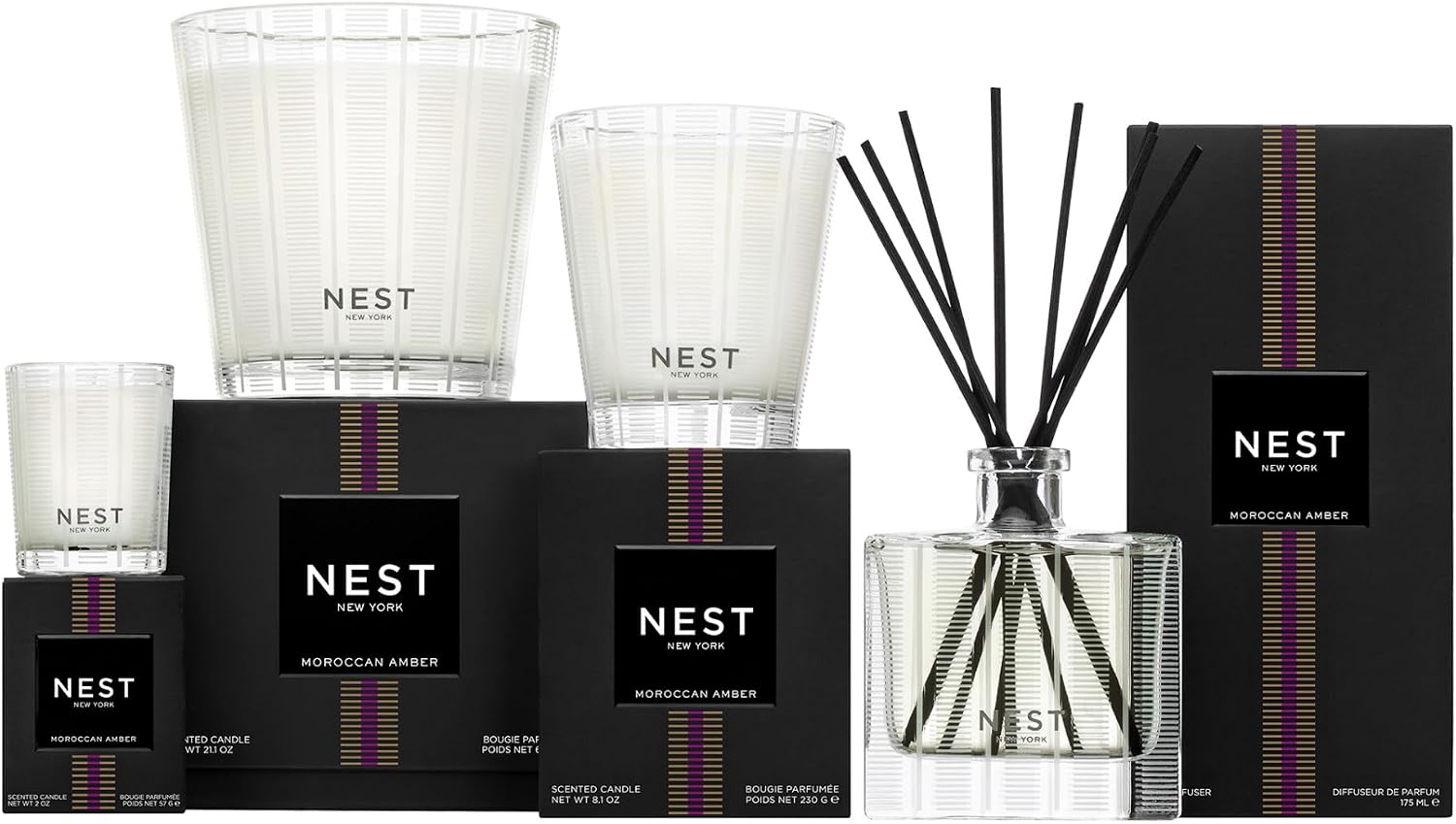 NEST New York Reed Diffuser Liquid Refill Bundle, Moroccan Amber - Includes Three 5.9 fl oz Refill Bottles