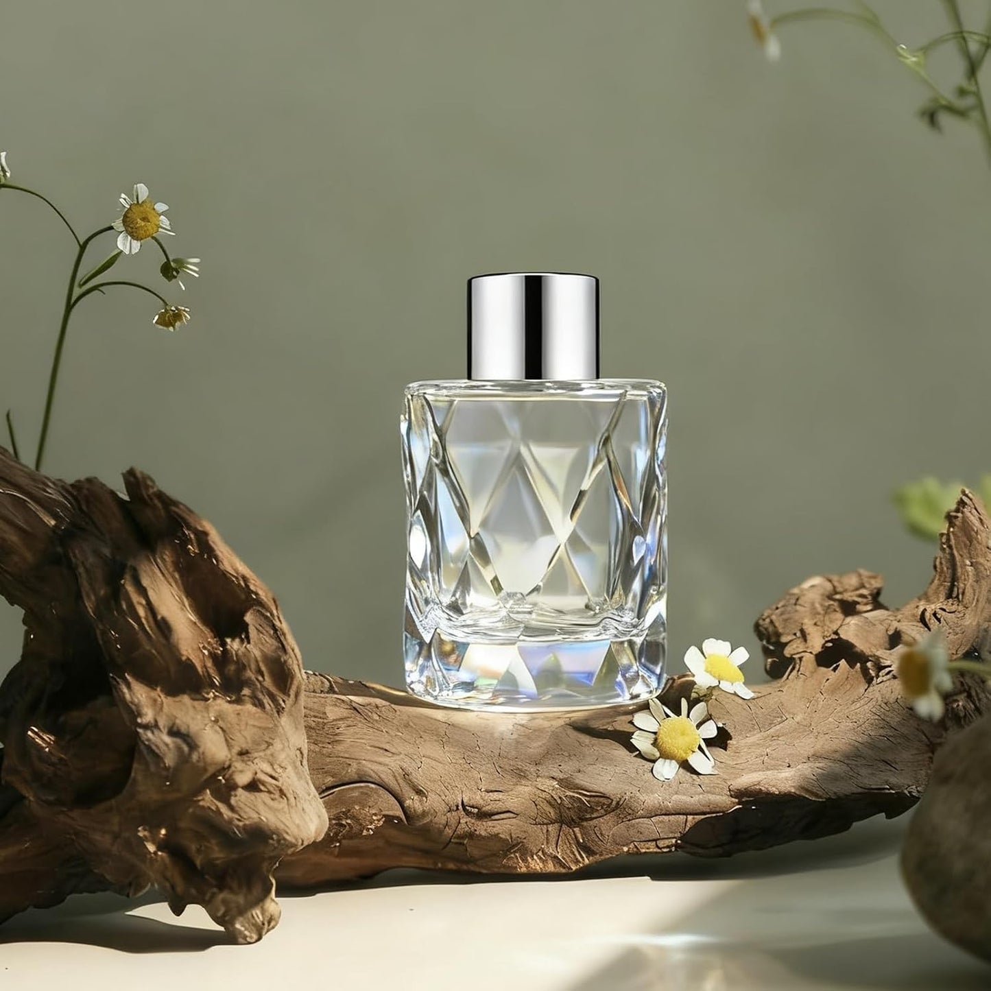 Glass Diffuser Bottles Irregular Surface with Silver Caps Refillable Diffuser Bottles Set of 4-3.1" High, 50ml 1.7 fl oz. Diffuser Jars for Home Fragrance
