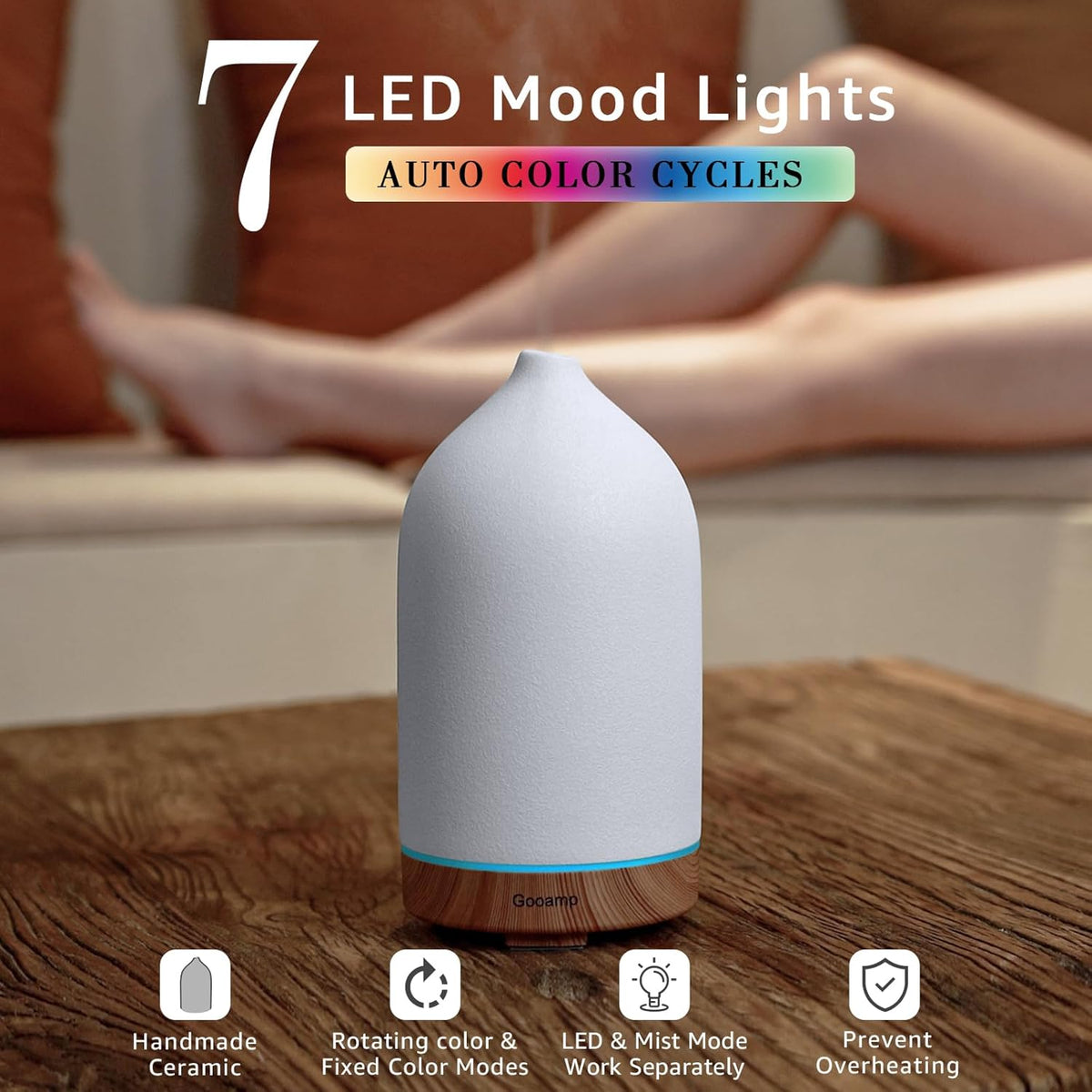 Gooamp 200ML Ceramic Essential Oil Diffuser for Home