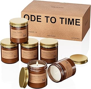 M&SENSE 6 Pack Candle Gift Set, Aromatherapy Scented Candle for Home Fragrance, Natural Soy Wax Candles for Stress Relief, Yoga, Long Lasting Small Jar Candle Gift Set for Birthday Housewarming