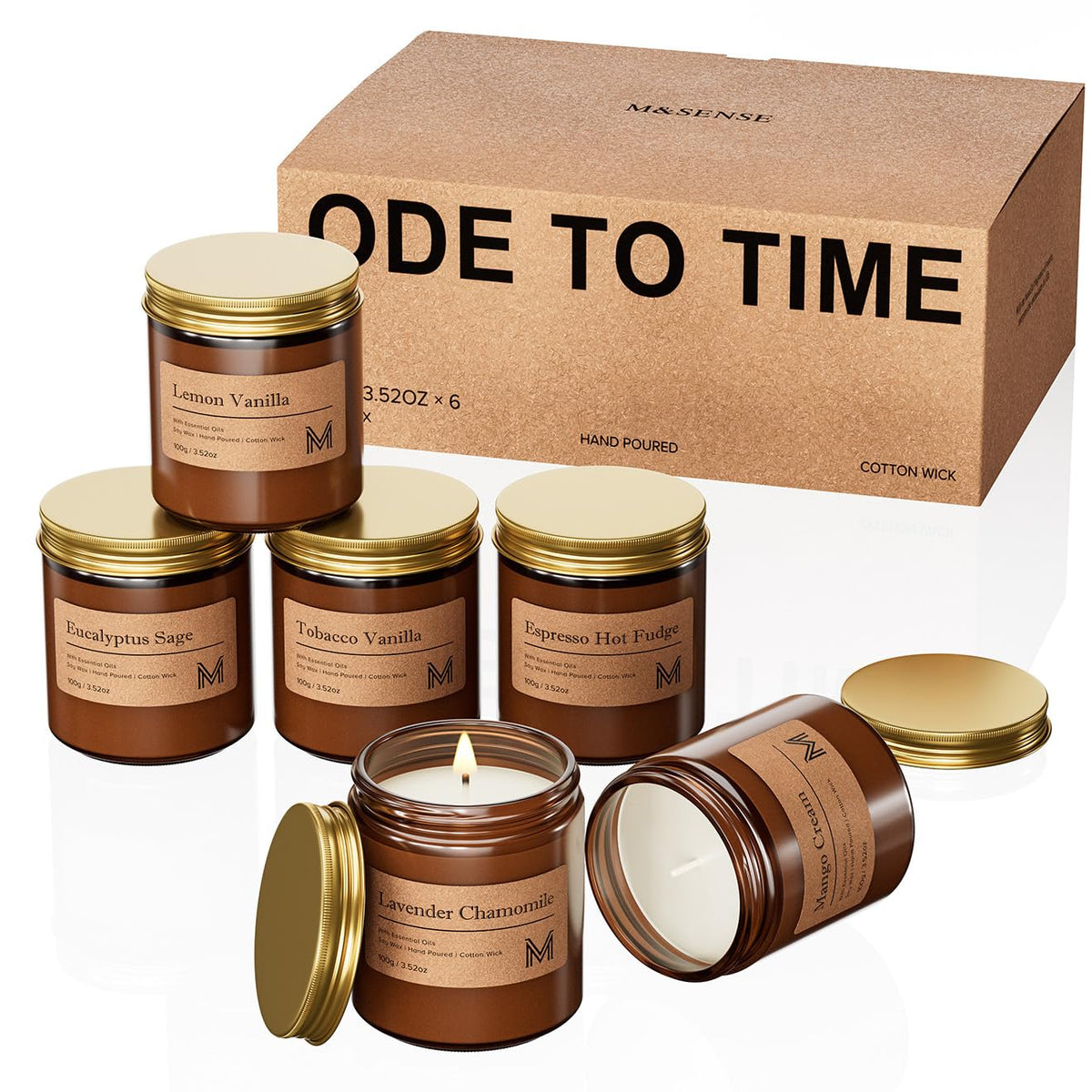 M&SENSE 6 Pack Candle Gift Set