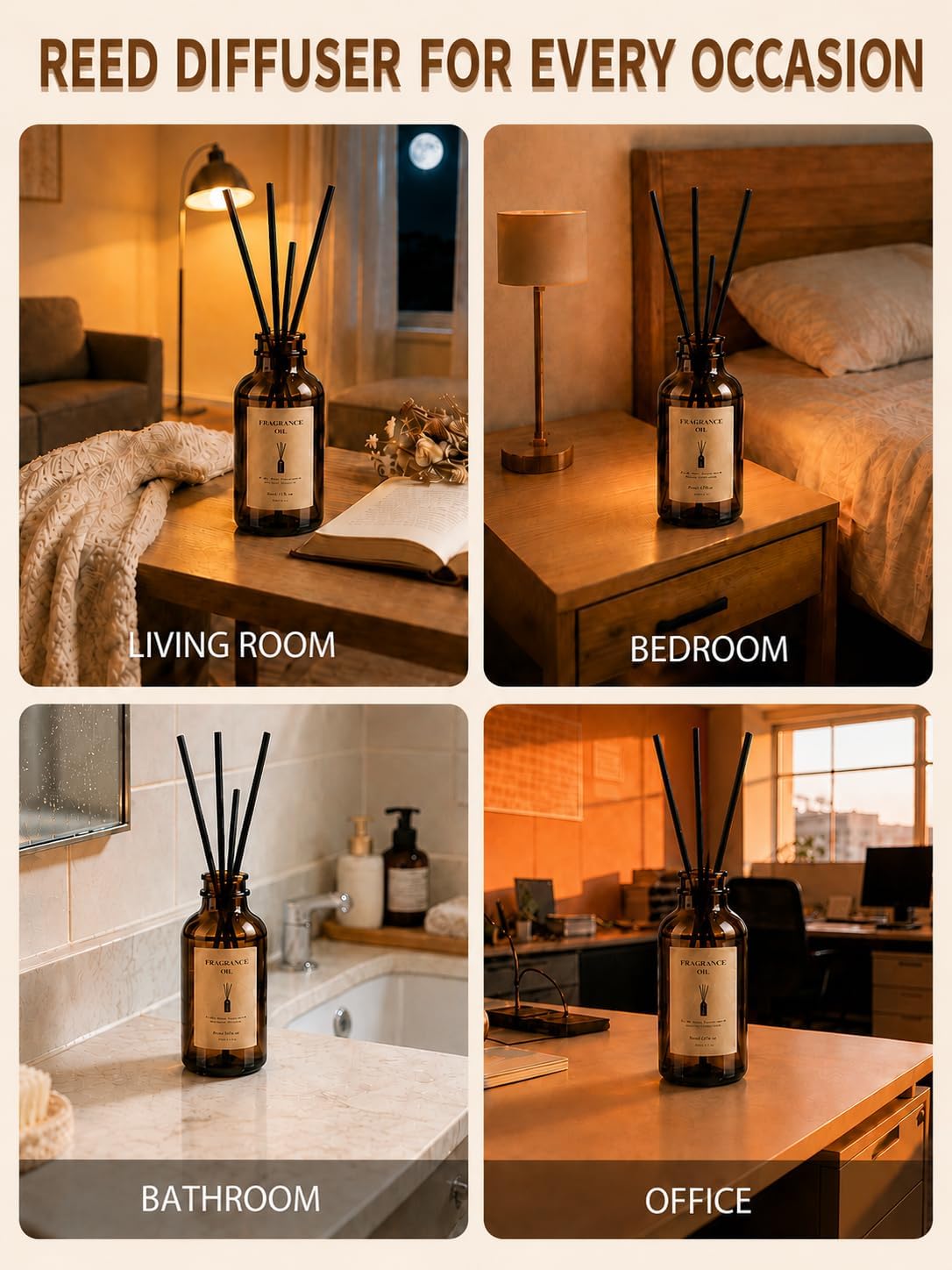 Reed Diffuser Set, 110mL/3.72 Fl.Oz Natural Laboratory Series, Long Lasting Premium Fragrance Oil Diffuser with Rattan Sticks, for Home Bedroom Bathroom Office, Aromatherapy & Housewarming Gift