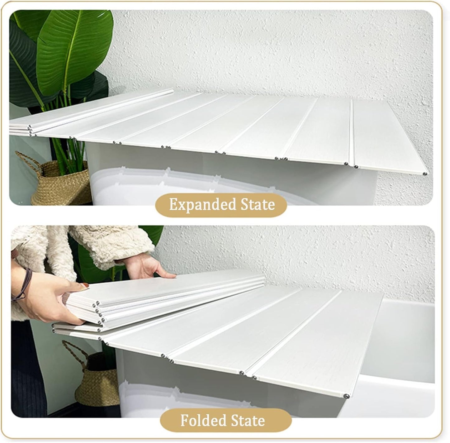 Bathtub Tray Folding Bathtub Caddy Tray Dust-Proof Bathtub Cover, PVC Insulation Cover Shutter Bath Lid Dust Board Bath Tub Accessories, 0.6cm Thickness 22 Size Multifunctional (Color : Whit