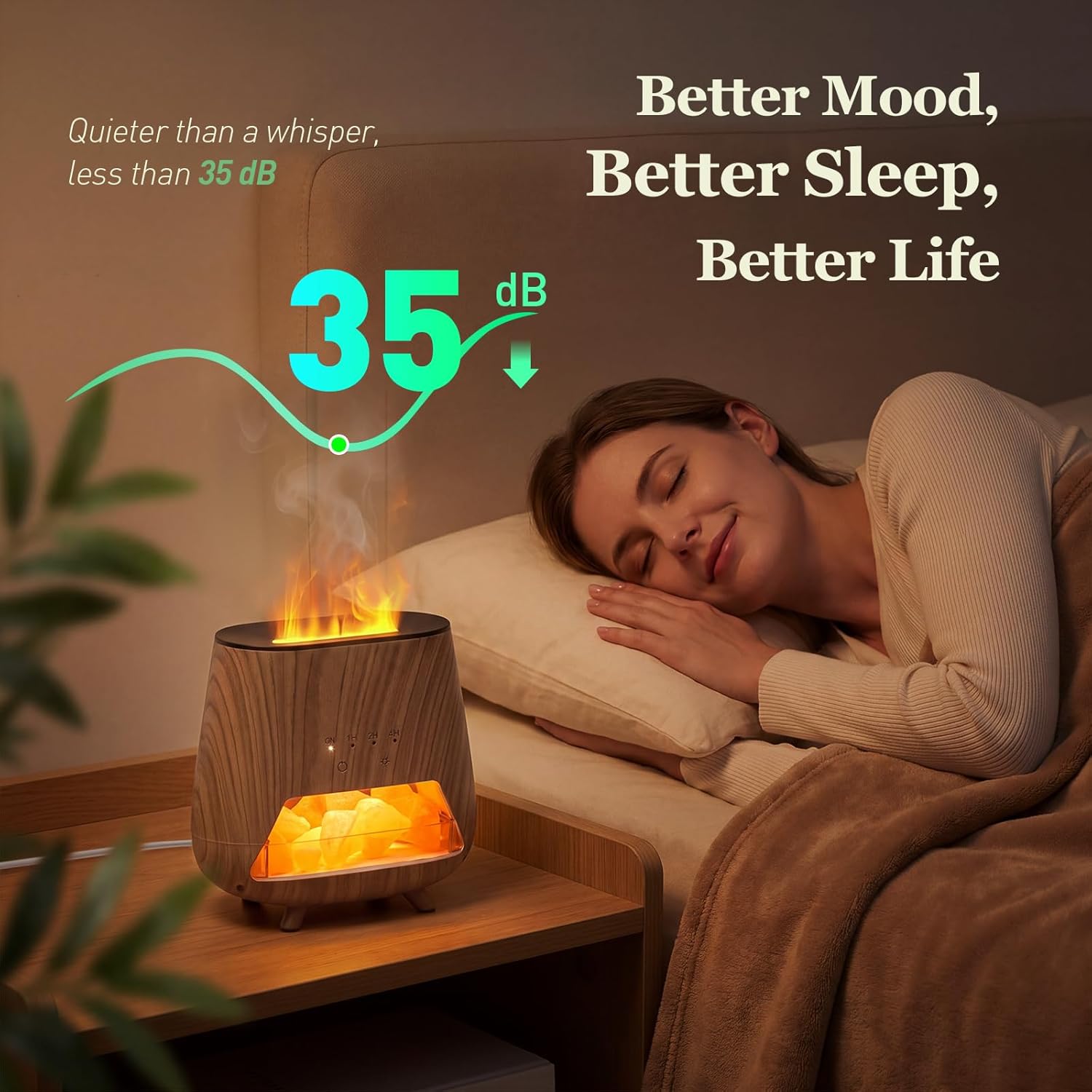 Essential Oil Diffuser for Home, 𝟒-𝐢𝐧-𝟏 Aromatherapy Diffuser & 𝐇𝐢𝐦𝐚𝐥𝐚𝐲𝐚𝐧 𝐒𝐚𝐥𝐭 Lamp, 200ml Cool Mist Humidifier, 𝟗-𝐂𝐨𝐥𝐨𝐫 𝐋𝐄𝐃, Auto Off, Bedroom Office Yoga